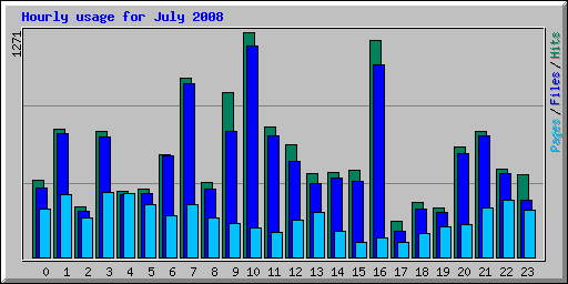 Hourly usage for July 2008
